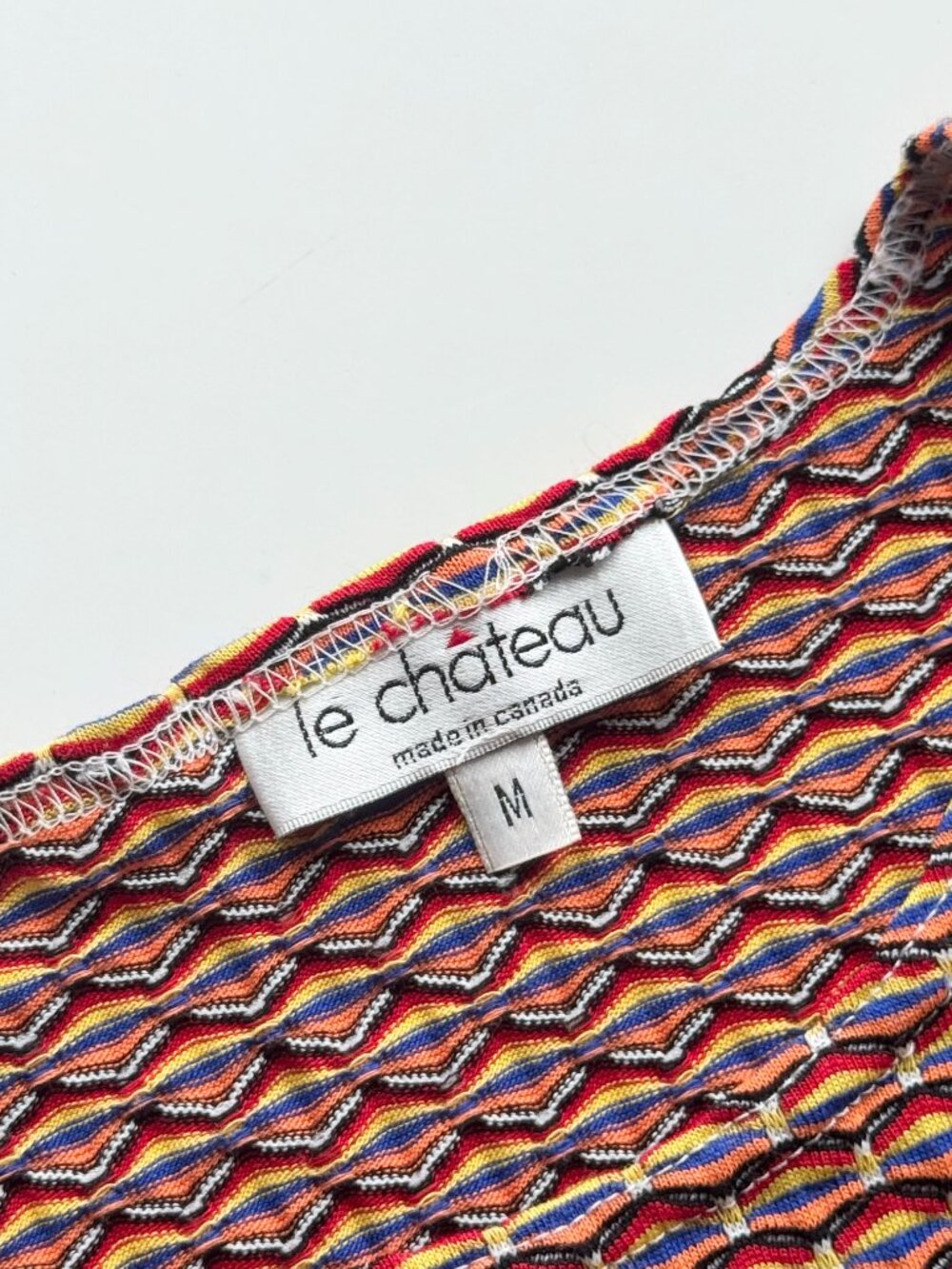 Vintage 00's LE CHATEAU Y2K Rainbow Knit Cap Sleeve Cropped Baby Tee, Size M - Picture 8 of 9
